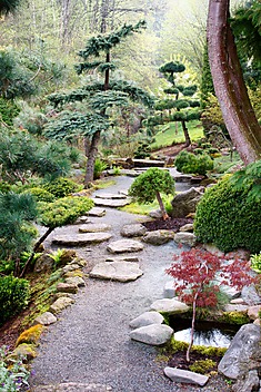 żwirowo-kamienna ścieżka w Jarkowskim ogrodzie  japońskim