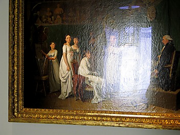 Spękana powierzchnia starego obrazu w galerii sztuki