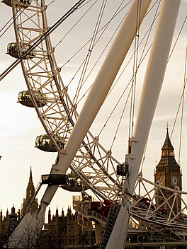 London eye i Big Ben w perspektywie